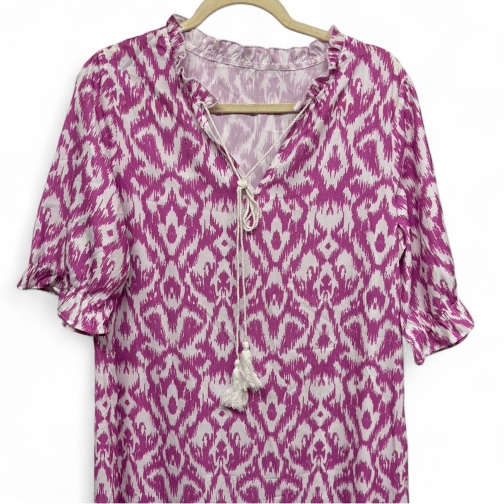 Purple and White Patterned Maxi Dress - Picture 3 of 8